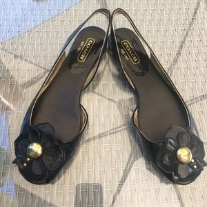 COACH Nolee Black Patent Leather Slingback Open Toe Sandals - Size 8B